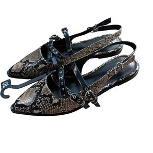 NWT No Boundaries Faux Snakeskin Studded Slingback Flats - Size 10